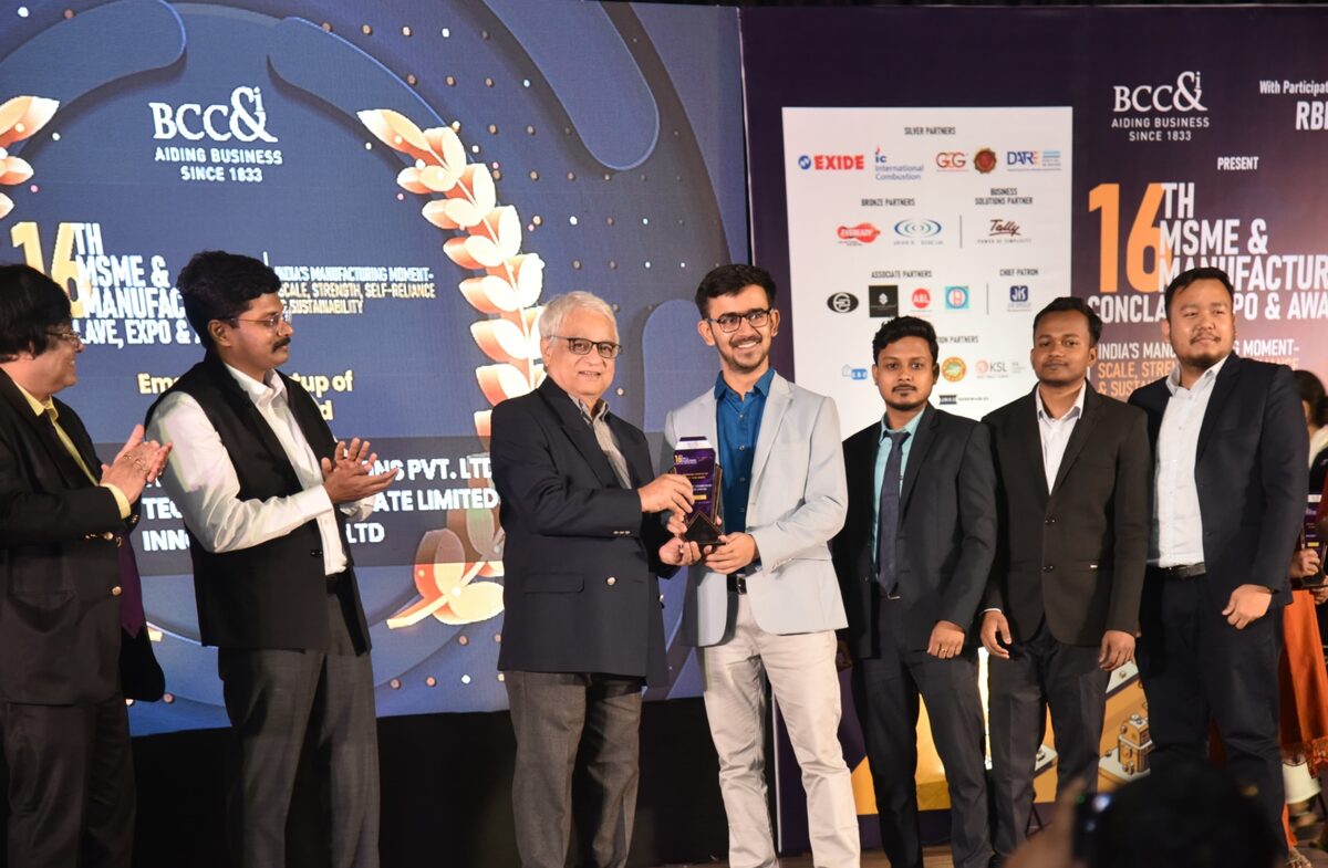 DotLinker team receiving the Emerging Startup of the Year award at the 16th BCC&I MSME Conclave